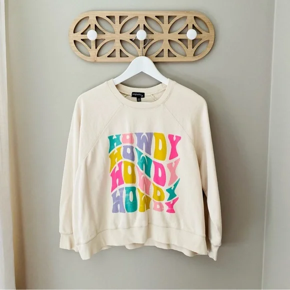 Originality 'Howdy' Pullover Sweatshirt Cream Sz XS - Picture 1 of 9